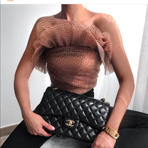 Zara Tops - Zara tulle crop top brown Nwt medium